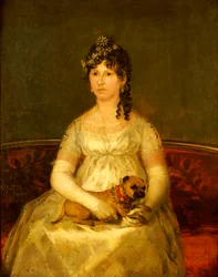 Portrait of Dona Francisca Vicenta Chollet y Caballero, Seated, Three-Quarter Length, with a Lap Dog
