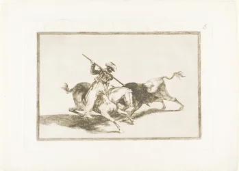 The Spirited Moor Gazul is the First to Spear Bulls According to Rules, plate five from The Art of Bullfighting