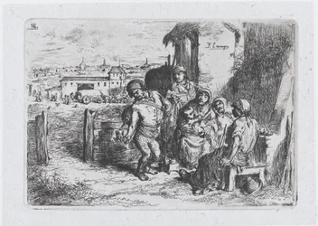 Plate 16: A Group of People Outdoors, Including a Man Pouring Wine or Water from a Vessel