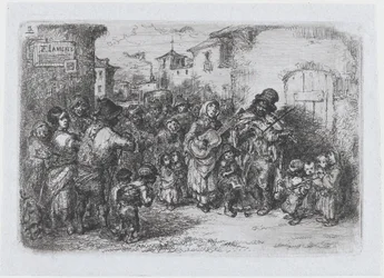 Plate 3: a group street musicians, from the series of customs and pastimes of the Spanish, 1850