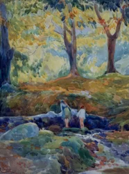 Forest - Watercolor. Artist: Francisco Llorens Diaz. Location: Private Collection, Madrid, Spain