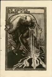 Illustration of Francisco Sancha Lengo - Flying leaf, circa 1915 - War of 14-18, Germany Prussia, Silver, Belligerants and symbols, Spanish language, Foreign press