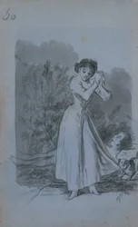 Young Woman Wringing Her Hands over a Man
