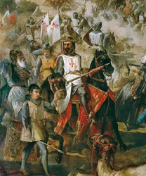 Reconquest of Spain: Battle of Las Navas de Tolosa on 16/07/1212 between the Christian army and the army of the Moors. Detail showing King Alfonso VIII. Painting by Francisco de Paula Van Halen (1810-1887), 1864, Madrid, Senate Palace