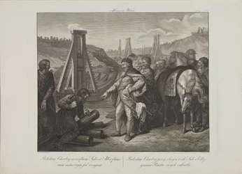 Boleslaw I of Poland sticks frontier poles in Elbe and Saale rivers