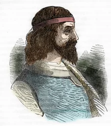 Portrait of Odoacer (Odovacar), leader of the Herules, allies of the Huns, and minister of Attila (435-493) (Odoacer or Flavius Odovacer), drawing from 