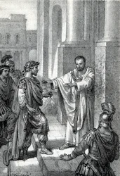 Saint Ambrose of Milan prohibited the entrance of the church to Roman Emperor Theodosius I to punish him for the massacre of Thessalonica in 390