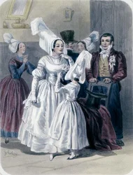 A bride and a girl before her first communion, from the Nantes and lower Loire region