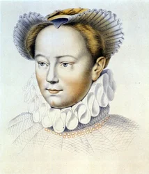 Portrait of Marguerite de Valois, known as Queen Margot (1553-1615), Queen of Navarre, first wife of Henry IV. from an original drawing by Clouet