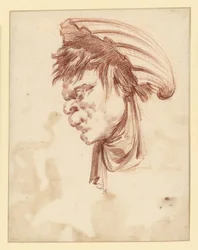 Grotesque Head in Profile with a Shell as Headgear