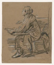 Young Draftsman (?) Seated Figure Holding a Portfolio