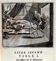 Death and Dying. Fables by Jean de La Fontaine (1621-95). Illustration by François Chauveau (1613-1676). Edition of 1728