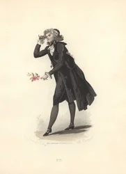 Dandy with lorgnette, era of Marie Antoinette.