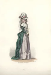 Woman in chapeau and redingote, era of Marie Antoinette