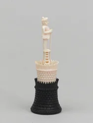 Black Rook, Chess Piece, India, 1820