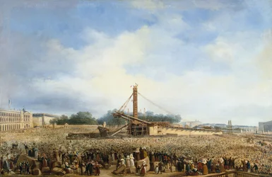 Erection of the Louqsor obelisk on Place de la Concorde, October 25