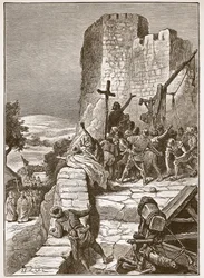 Procession of the Crusaders round the walls of Jerusalem, illustration from 