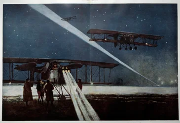 First World War: Departure of a squadron for a night bombing in 1918