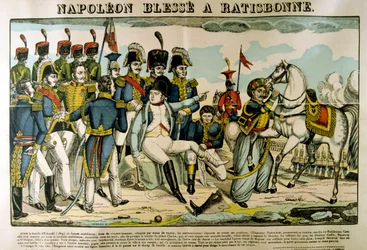 Napoleon injured at Ratisbon, April 1809