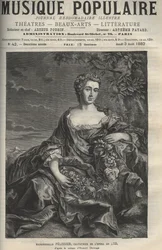 Portrait of Marie Pelissier (or Pellissier) (1707-1749), French opera singer - engraving after the painting Hubert Drouais - engraving in La musique populaire illustrated weekly newspaper - 1882