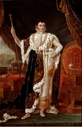 Portrait of Jerome Bonaparte, king of Westphalia, in front of the gardens of Wilhelmshohe