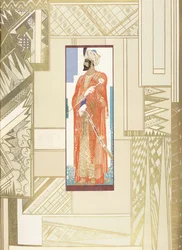 Man in a turban, with modern design surround