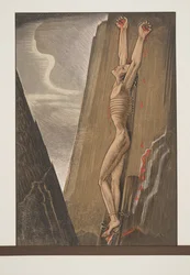 Prometheus nailed to the Rock, from Prometheus Bound by Aeschylus, pub. 1941