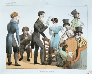 Man of letters at committee, by F.N. Martinet, engraving