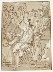 A sculptor in his workshop