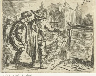 Man with Fur Hat Pulled by His Ear