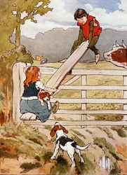 See-Saw Marjorie-Daw, illustration from The Beautiful Book of Nursery Rhymes, Stories and Pictures by Frank Adams, published by Blackie & Son