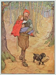 The Woodcutter carries Red Riding Hood home, illustration from 