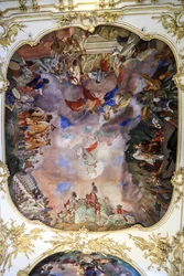 Ceiling Fresco in the Great Gallery at Schönbrunn Palace, Martial Allegory, Vienna, Austria, 2024