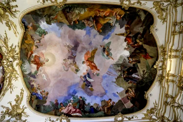 Ceiling Fresco in the Great Gallery at Schönbrunn Palace Depicting an Allegory of Peace and Prosperity, Vienna, Austria, 2024