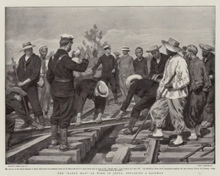 The Handy Man at Work in China, repairing a Railway