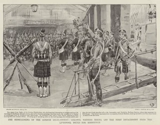 The Home-Coming of the Gordon Highlanders, Colonel Mathias seeing off the First Detachment from the Liverpool Docks for Edinburgh