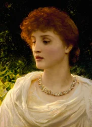 "Sylvia" Portrait of a Young Victorian English Woman. Painting by Frank Dicksee (1853-1928) Private Collection