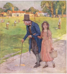 It was a very small place. The men and the boys were playing cricket on the green
