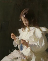 Portrait of a Child Sewing