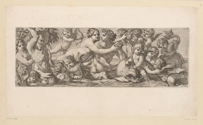 Bacchus with Satyr, Nereid, and Putti in the Water (series title: Mythological Figures by the Water)