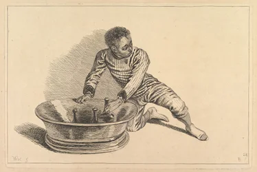 Black African Removing Bottles From a Cooler, 18th century.