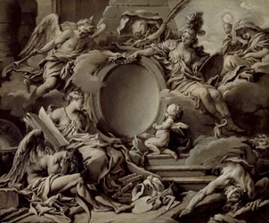 Project for a Cartouche: An Allegory of Minerva, Fame, History and Faith Overcoming Ignorance and Time