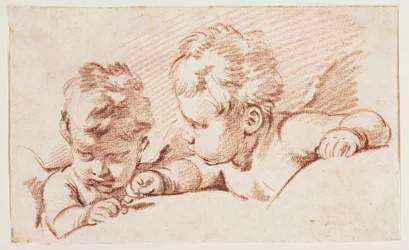 Two Putti. Draft for Door Panel at Amalienborg