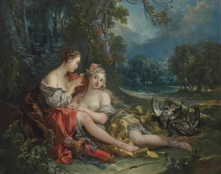 Two Nymphs of Diana Resting After Their Return from the Hunt
