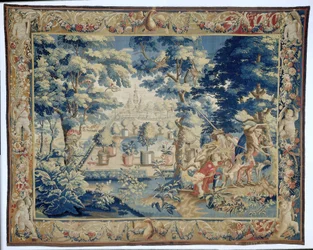 Park View with Hunters and Their Catch