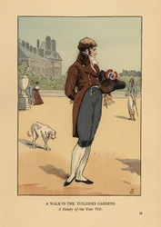 A walk in the Tuileries Gardens. A dandy of the Year VIII