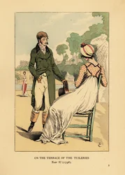 Fashionable Couple on the Terrace of the Tuileries, Paris, Year VI