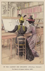 In the Cabinet des Estampes, Bibliotheque Nationale, the search for bygone fashions