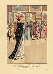 Woman in Fashionable Dress at the Picture Exhibition at the Paris Salon, Academie des Beaux-Arts, Year VIII
