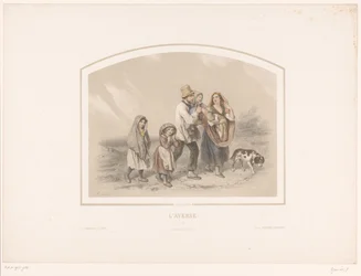 Family with Dog in a Downpour
